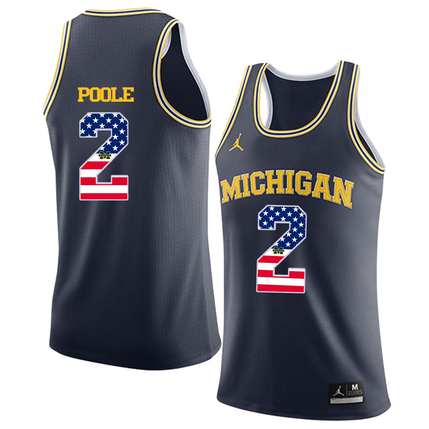 Men Jordan University of Michigan Basketball Navy #2 Poole Flag Customized NCAA Jerseys